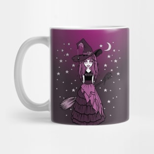 Witch and Crow Pink Starry Night Cheeky Witch® Mug